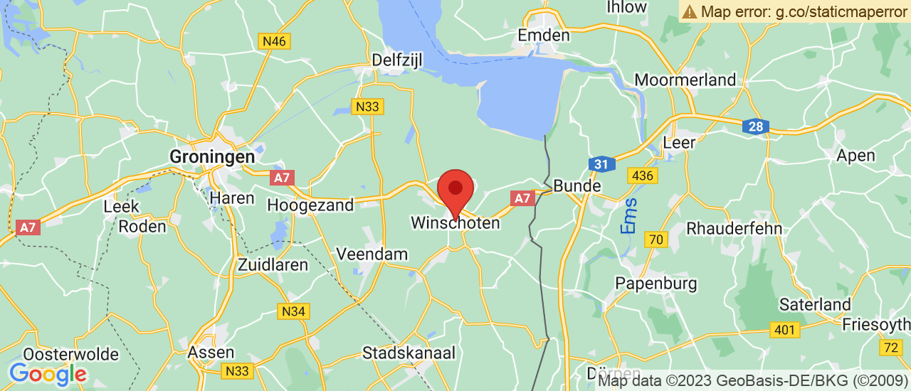 Google maps locatie van Auto de Groot Winschoten B.V.