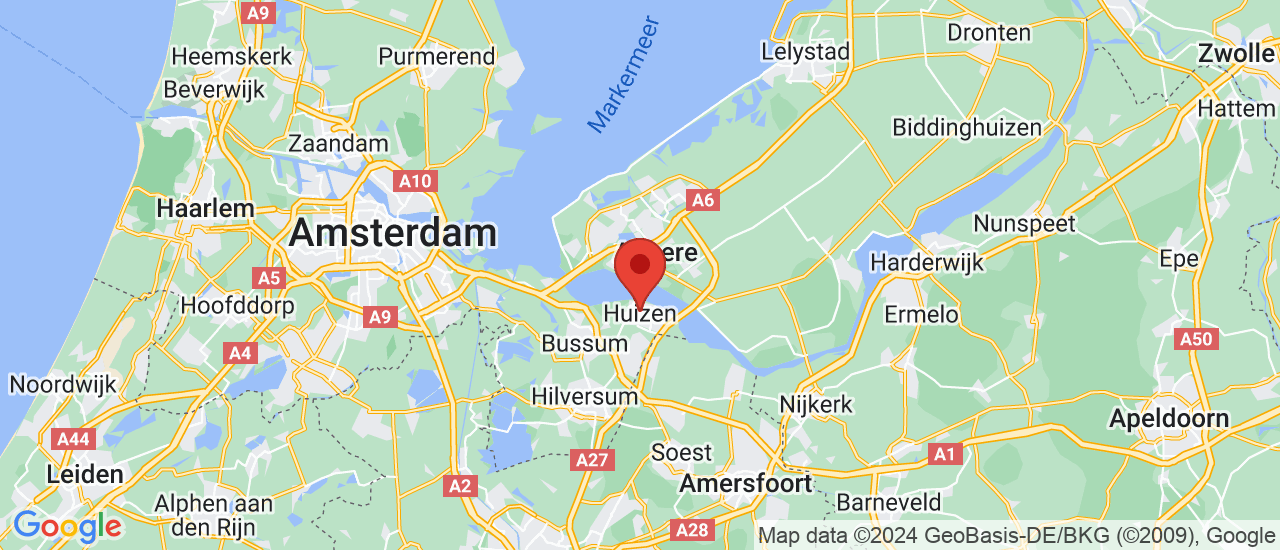 Google maps locatie van Autohuys Kooistra 't Gooi B.V.