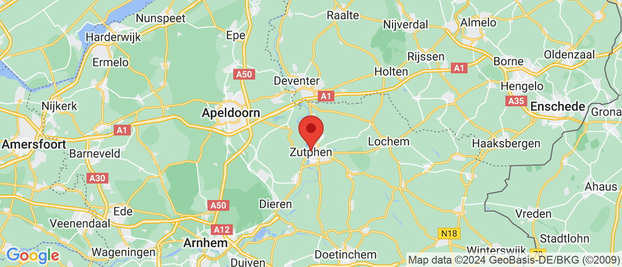 Google maps locatie van Auto Zutphen - Lochem B.V.