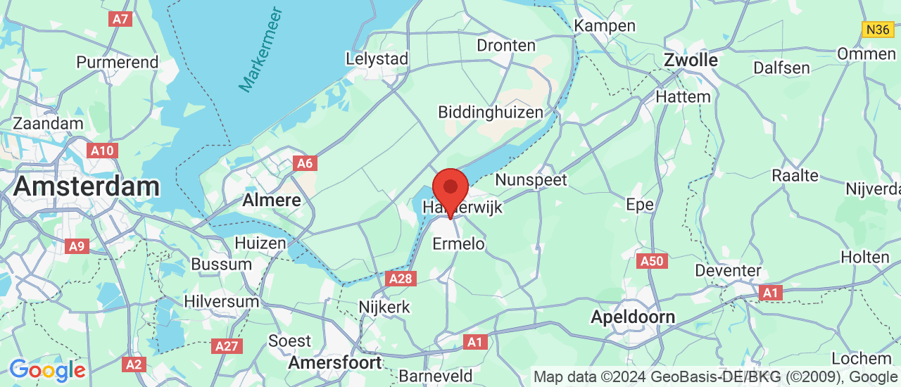 Google maps locatie van Nissan Van de Bunte Harderwijk