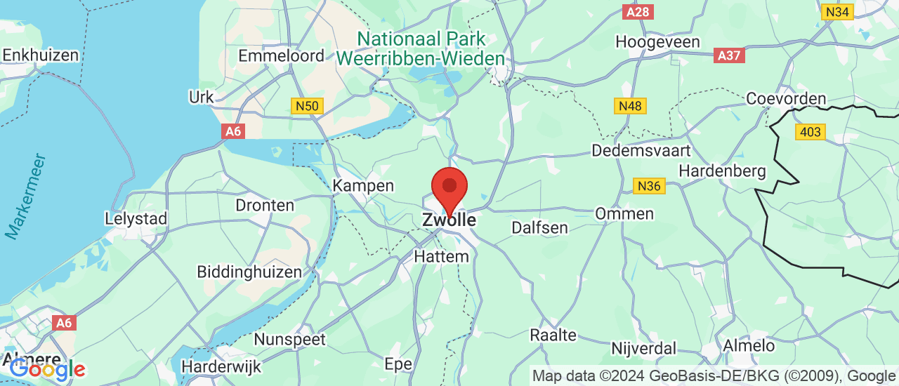 Google maps locatie van Autobedrijf Kreijne Zwolle